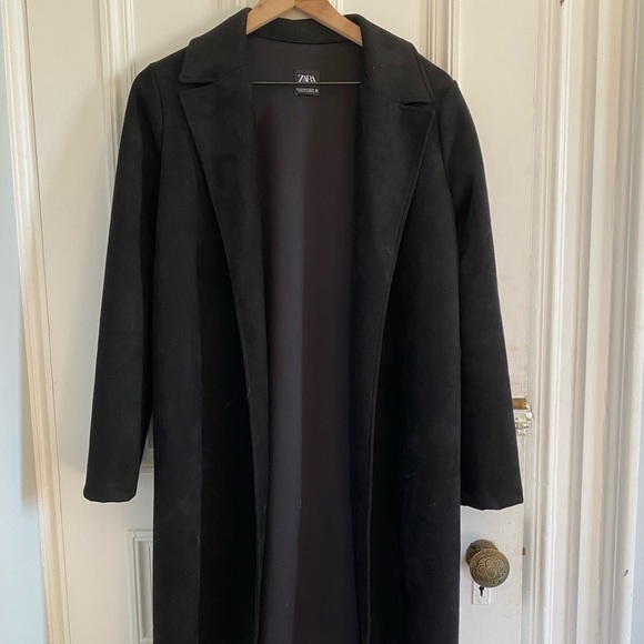 Zara faux suede black coat - Picture 2 of 4